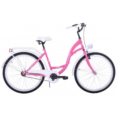 Mestský bicykel 26" Kozbike 26K33 3 prevodový Ružovo biely